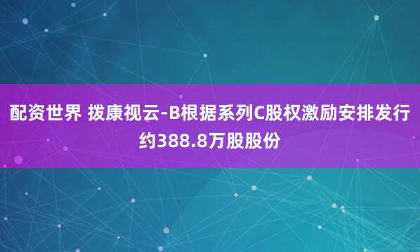 配资世界 拨康视云-B根据系列C股权激励安排发行约388.8万股股份