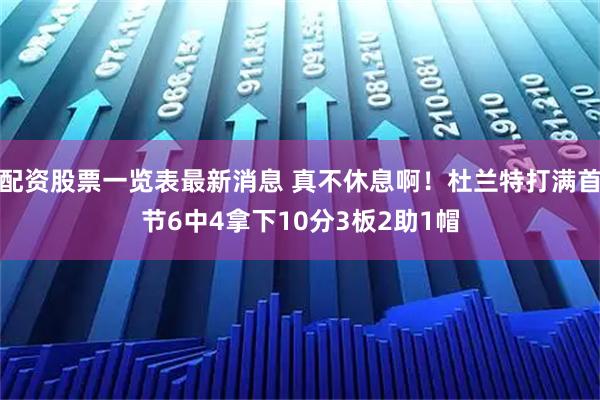 配资股票一览表最新消息 真不休息啊！杜兰特打满首节6中4拿下10分3板2助1帽
